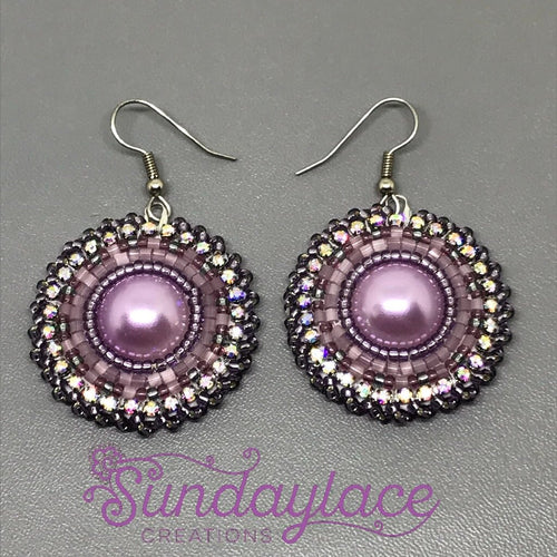 Amethyst Pearl Earrings Beadwork