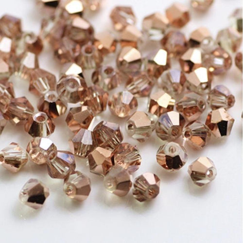 3mm Rose Gold Copper colour, Grade AAA Bicone Beads