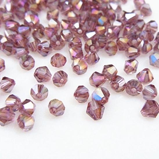 Burgundy Red Purple AB colour, Grade AAA Bicone Beads 3mm