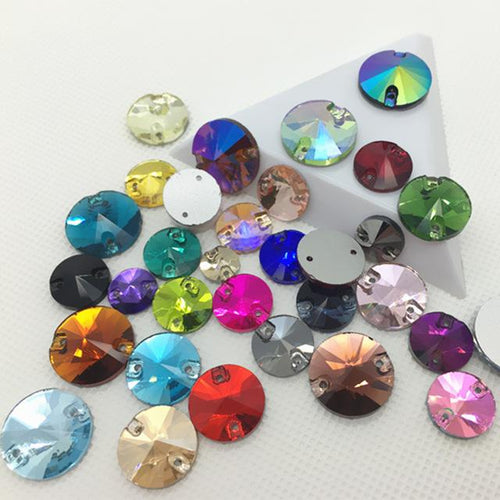 10mm  Rivoli Glass Gem, Sew On (Multiple colours)