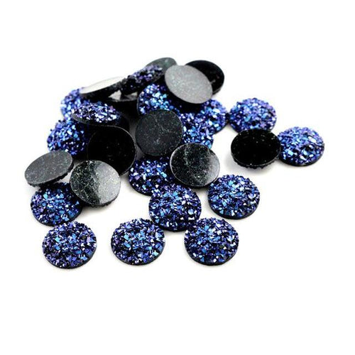 12mm Navy Blue Flat Druzy Resin Gem