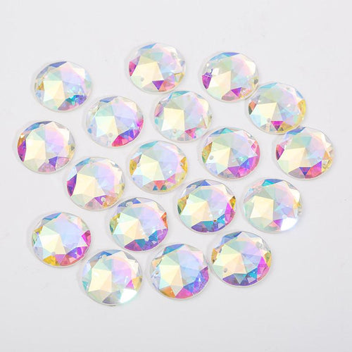 16mm AB 16-Point Star Flower Fancy Glass Gem, Sew on