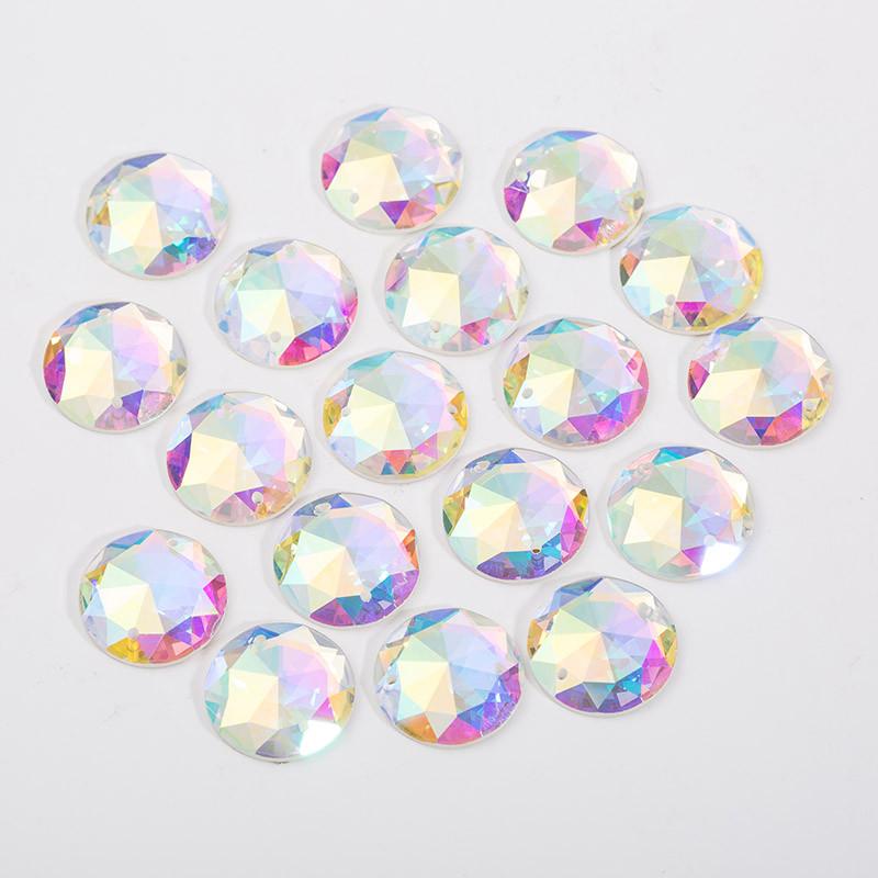 16mm AB 16-Point Star Flower Fancy Glass Gem, Sew on