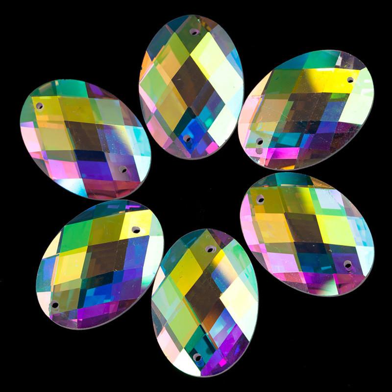 18*25mm Oval AB Fancy Glass Gem Sew On