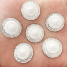 20mm Silver with Purple, Red, White, or Pink Centres, Resin Flatback Glue On Gem