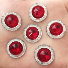 20mm Silver with Purple, Red, White, or Pink Centres, Resin Flatback Glue On Gem