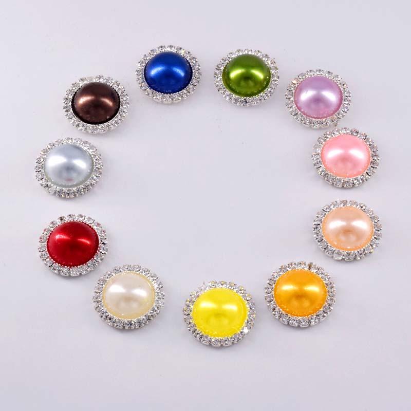 16mm Mixed colour Pearl with Rhinestone Framed Trim Metal Resin Gem
