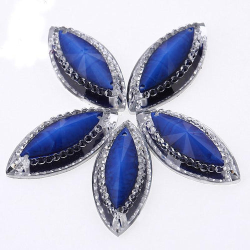 11*23mm Navette Shaped Marble Effect Sew On Resin Gem