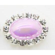 17*21mm AB Pink-Purple Pearl Oval in Silver Rhinestone Frame Gem