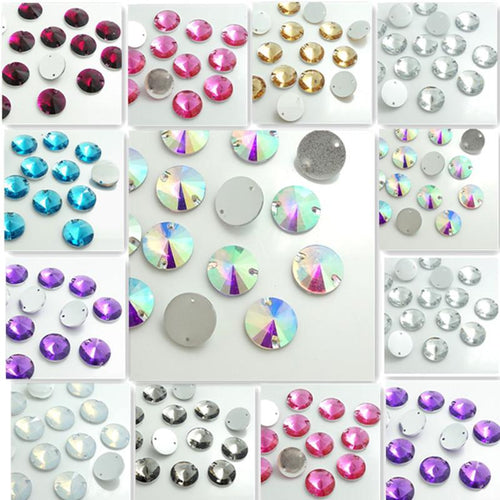 14mm Rivoli Sew On Resin Gem Flat back