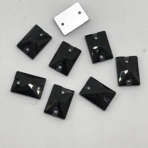 10*14mm Black Rectangle Glass Gem, sew on