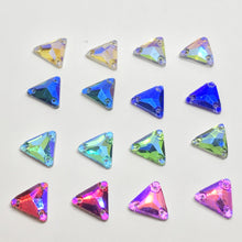 12mm AB Finish Triangle Sew On Glass Gem Flat Back