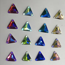 12mm AB Finish Triangle Sew On Glass Gem Flat Back