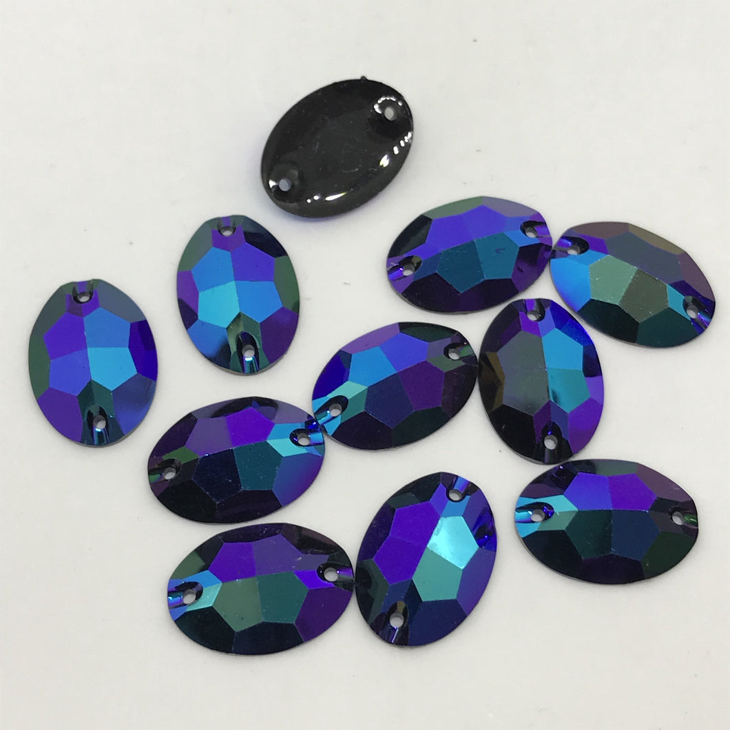 18*25mm Dark Amethyst AB Oval Resin Gem, Sew on