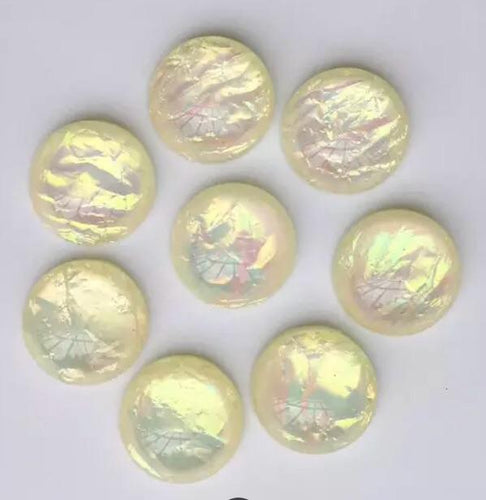 12mm White AB Opal effect dome, glue on, Resin gem