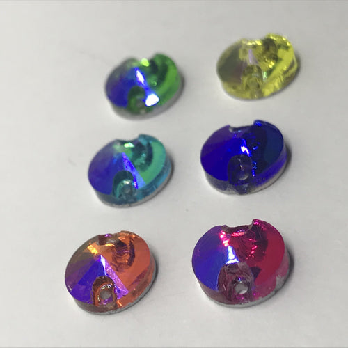 8mm  AB Colourful Rivoli in Glass Gem