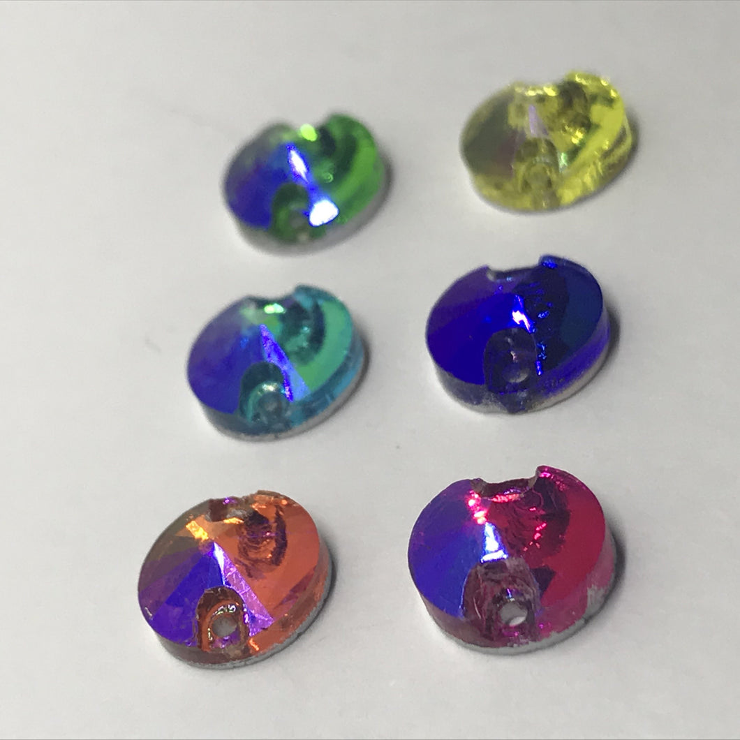 8mm  AB Colourful Rivoli in Glass Gem