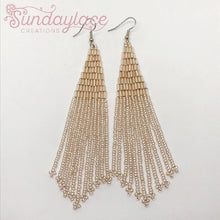 Pink Champagne Silver lined Dangle Beadwork Earrings