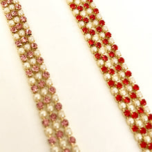 Ss6 Pearl and Rhinestone Alternating Rhinestone Metal Chain