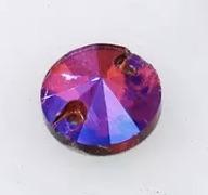 10mm Colourful AB, Rivoli Glass Gem, Sew on