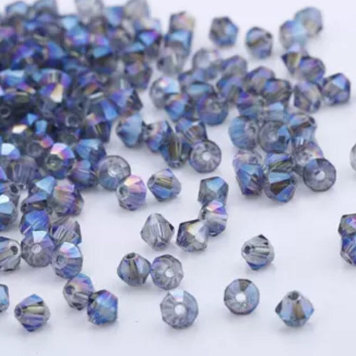 3mm Grey AB Half Plated (Blue/purple sparkle) Grade AAA, Bicone Beads
