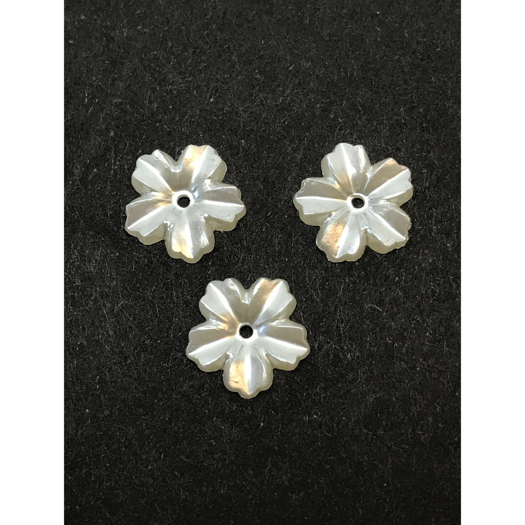 12*12mm Ivory Pearl 5 Petal Flower, Pearl Resin Gem