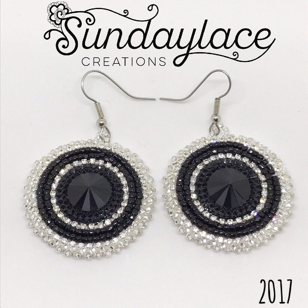 Black & Sparkly Silver Beadwork on hooks