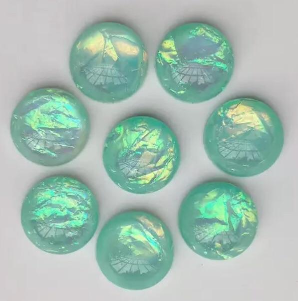 12mm Turquoise AB Opal effect dome, glue on, Resin gem