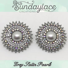 Grey Satin Pearl 35mm Post Earring Beadwork