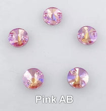 10mm Colourful AB, Rivoli Glass Gem, Sew on