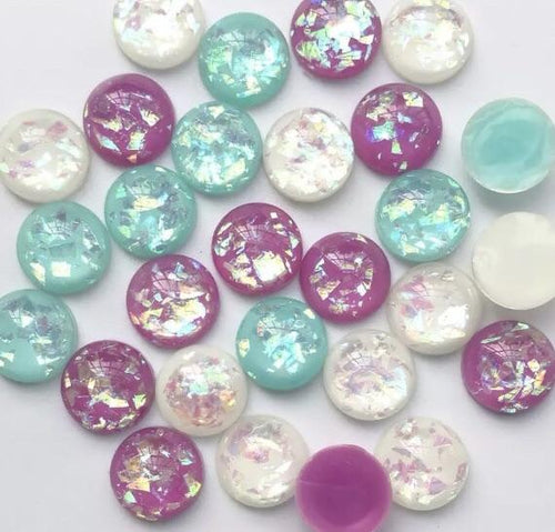 10mm Opal Effect Dome Glue on Gem, Resin Gem