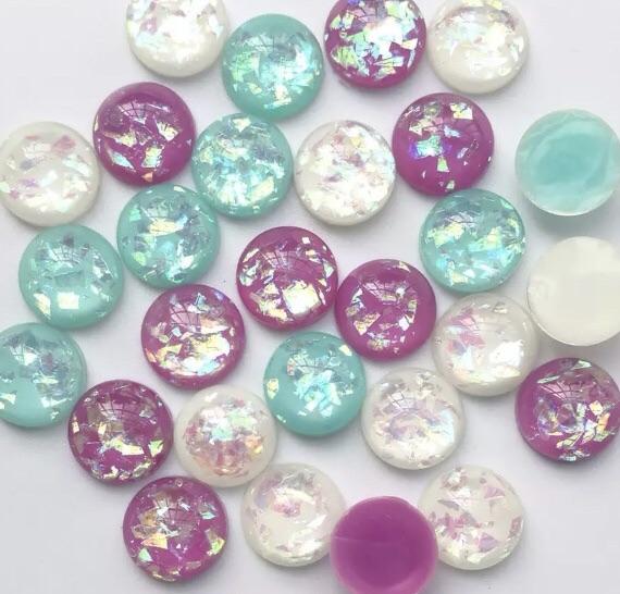 10mm Opal Effect Dome Glue on Gem, Resin Gem