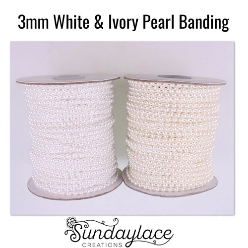 3mm (Ss8) White & Ivory Pearl Plastic Banding