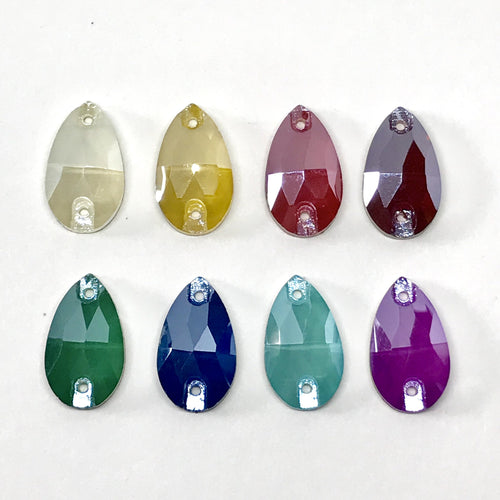 11*18mm Mixed Jelly Luster, Foil Back, Sew On, Glass Gems