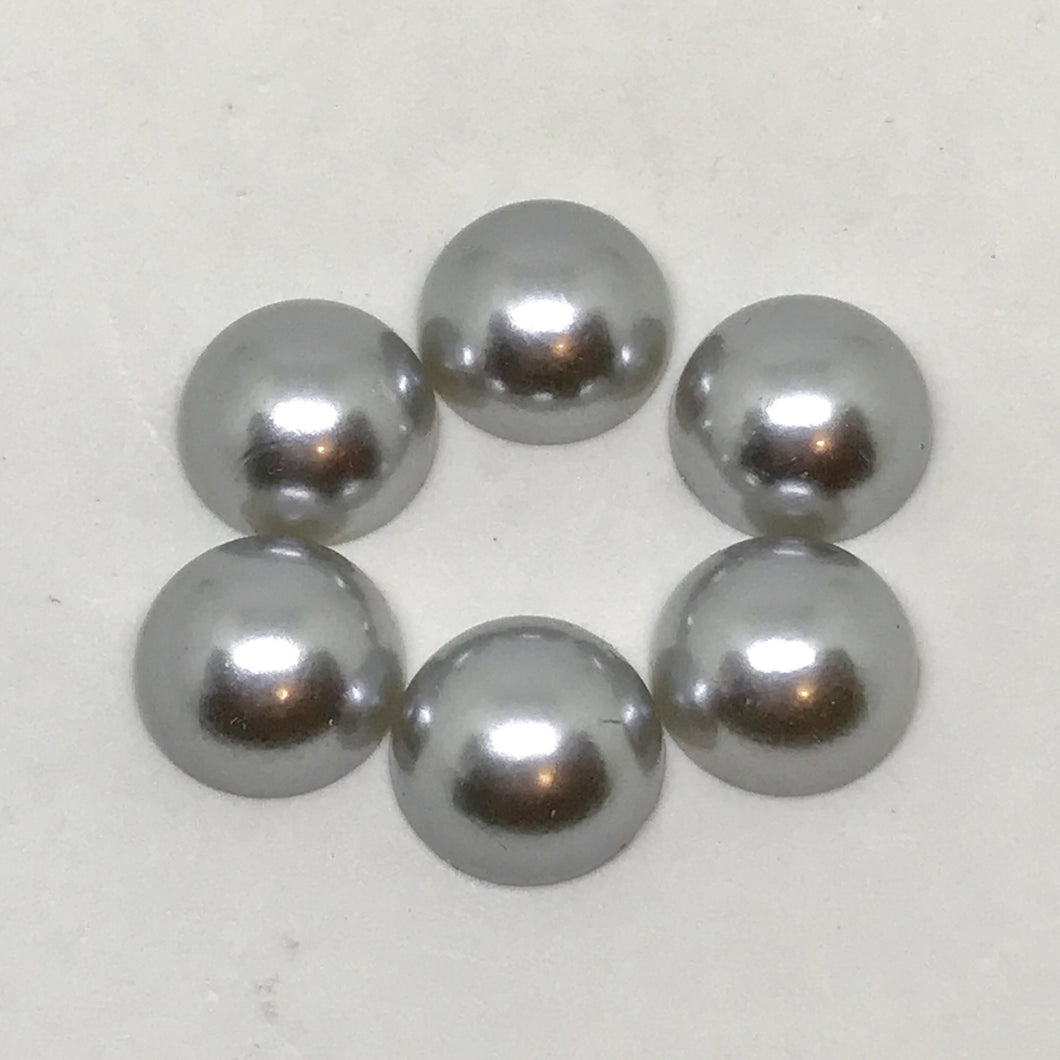 10mm - 14mm Grey Pearl Glue on Resin Gem