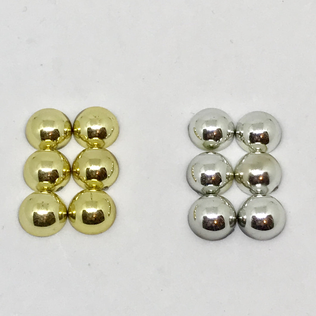 10mm Silver or Gold Metallic Pearl style Resin Gem