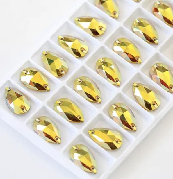 11*18mm Sunshine, Gold Yellow Teardrop, Best Quality Fancy Glass Gem
