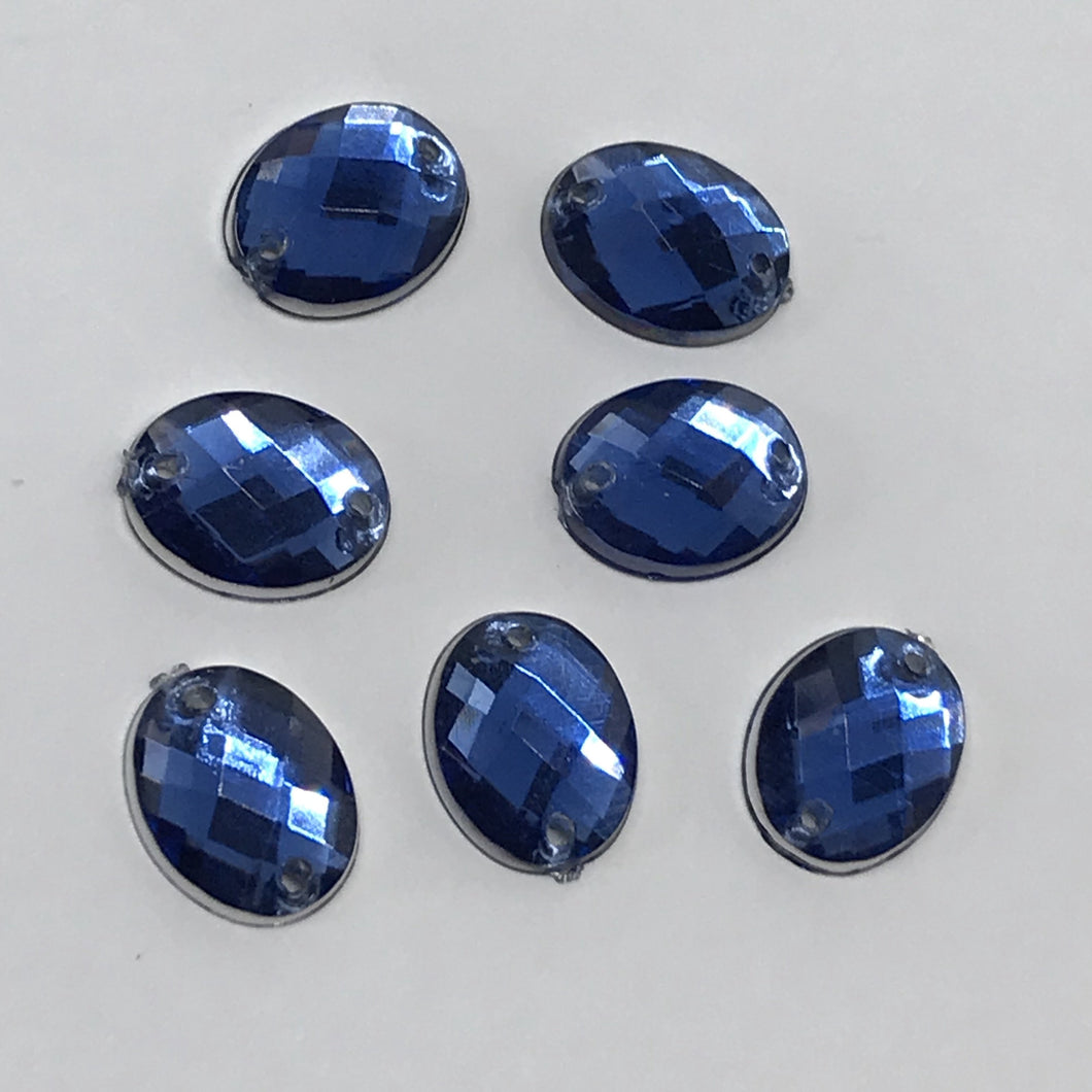 10mm Dark Blue Sapphire OVAL Resin Gem, Sew On