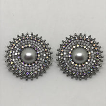 Grey Satin Pearl 35mm Post Earring Beadwork