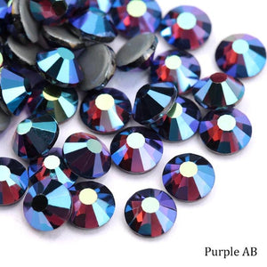 *Ss20 (5mm) Purple AB, Round, Hot Fix Crystal, Flat Black Rhinestone, Glass Gem, *Sold in Set of 10