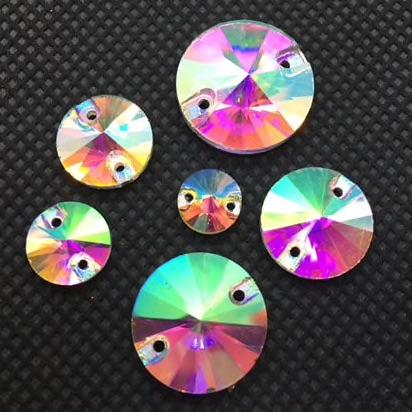 12mm, 14mm, 16mm & 18mm AB Rivoli , Sew on, Glass Gems