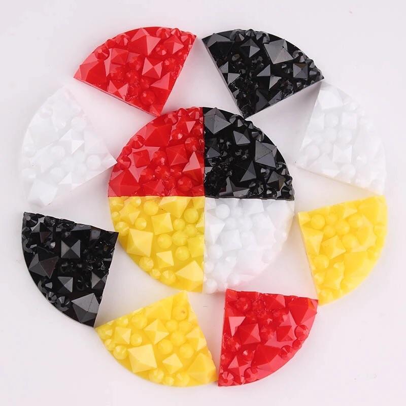 15*21mm First Nations Medicine Wheel Druzy texture, Inlay,  Resin Gem (Set of 8 Gems)