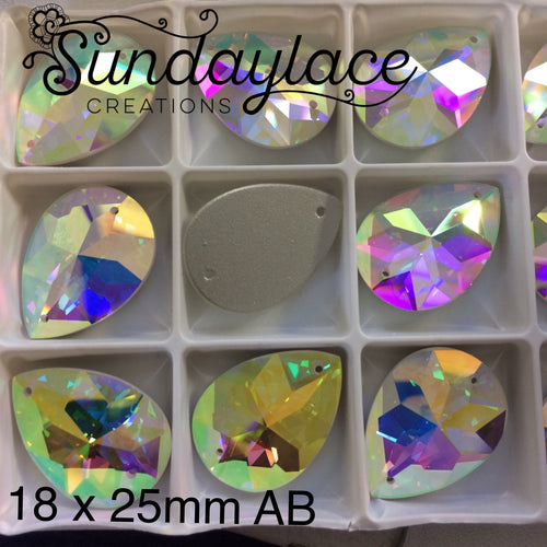 18*25mm AB 8-pointed star strass design fancy glass gem teardrop