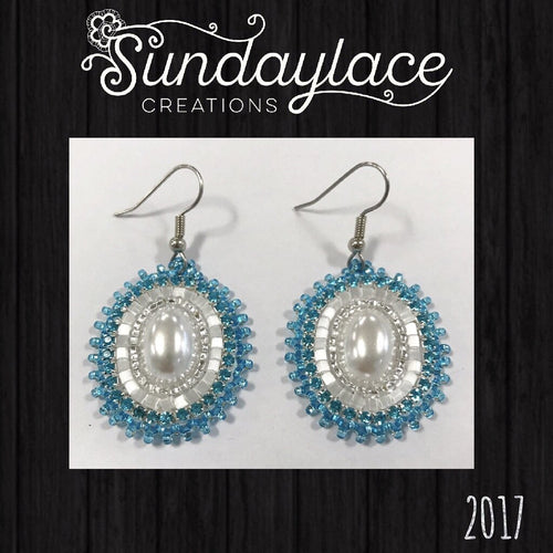 Aqua Pearls on hooks, Beadwork