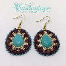 Turquoise Teardrops with champagne/ivory accents. Beadwork