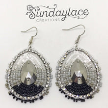 The "Grey Magic" Earrings Collection Beadwork (Round, Teardrop, Flower and Pearl)