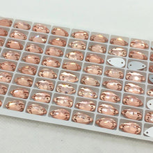 Peach Teardrop Glass Gem, sew on,  in two sizes 13*22mm & 7*12mm