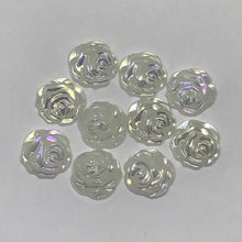 12mm Pearl AB Rose Shaped Resin Gem, Glue on