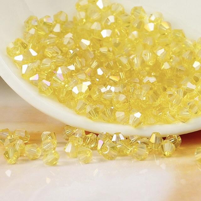 3mm Light Topaz Yellow AB Bicone Beads #5301