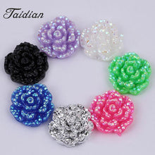 15mm Plastic AB Rose Flower Resin Glitter Flower